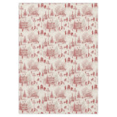 ヴィンテージの赤い冬のシーン テーブルクロス (正面)