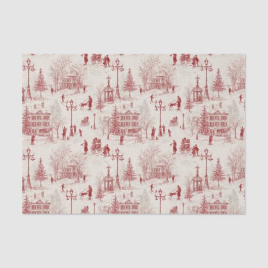 ヴィンテージの赤い冬のシーン 薄葉紙 (正面)