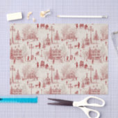 ヴィンテージの赤い冬のシーン 薄葉紙 (クラフト)