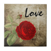 ヴィンテージの赤い愛は上がりました タイル (正面)