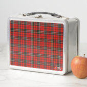 ヴィンテージの赤い格子縞のモノグラム メタルランチボックス (インサイチュ)
