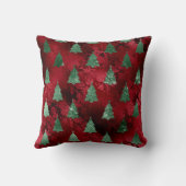 ヴィンテージの赤い模様(緑のクリスマスツリー) クッション (裏面)