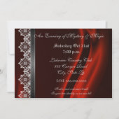 ヴィンテージの赤い絹の仮面舞踏会の招待状 招待状 (裏面)