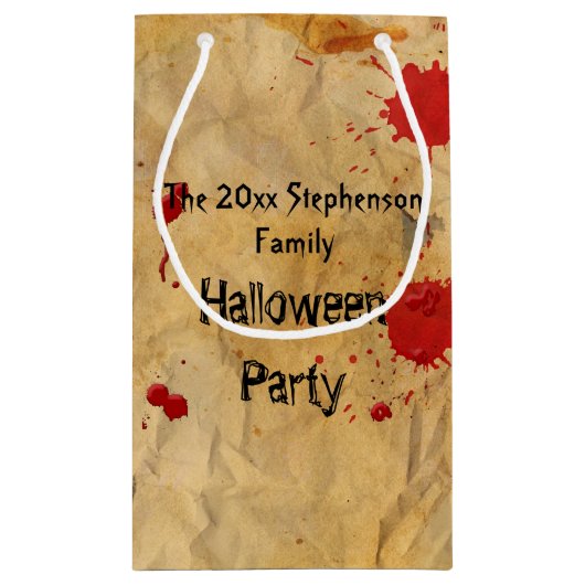 ヴィンテージの赤い血の（ばちゃばちゃ）跳ねるのハローウィンパーティ スモールペーパーバッグ (裏面)