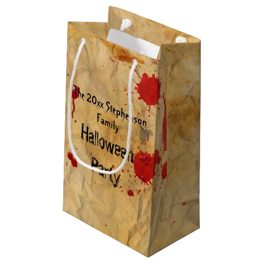 ヴィンテージの赤い血の（ばちゃばちゃ）跳ねるのハローウィンパーティ スモールペーパーバッグ (裏面アングル)