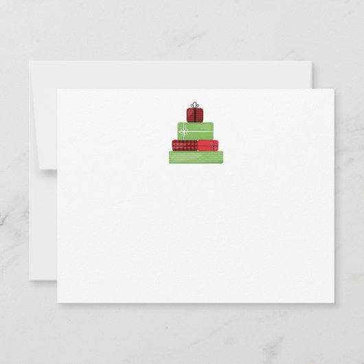 ヴィンテージの赤い車とクリスマスツリーのメリクリ ノートカード (裏面)