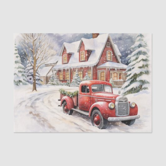 ヴィンテージの赤い農園の飾クラック 薄葉紙 (正面)