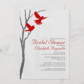 ヴィンテージの赤い鳥のブライダルシャワー招待状 招待状 (正面/裏面)