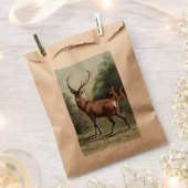 ヴィンテージの赤い鹿と雌鹿の季節の挨拶 フェイバーバッグ (クリップ留めされた状態)