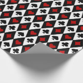 ヴィンテージの赤い黒いトランプ記号 ラッピングペーパー (角)