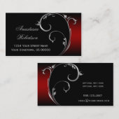 ヴィンテージの赤く黒い銀製の渦巻 名刺 (正面/裏面)