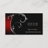 ヴィンテージの赤く黒い銀製の渦巻 名刺 (裏面)