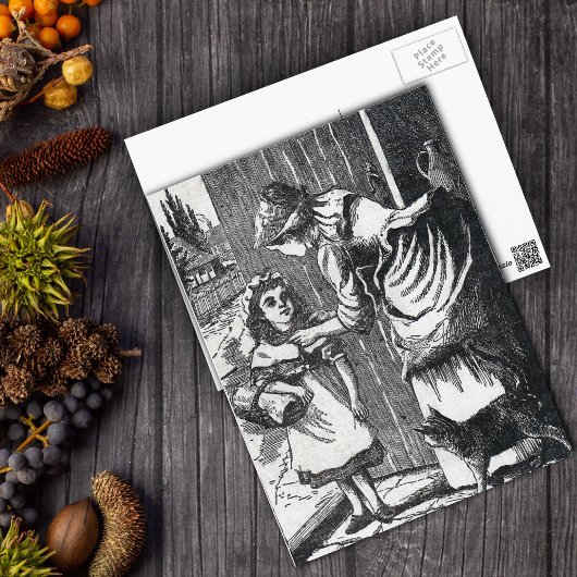 ヴィンテージの赤ずきんの母の警告 ポストカード