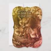 ヴィンテージの赤ちゃんキツネの森のベイビーシャワー招待状 招待状 (正面)