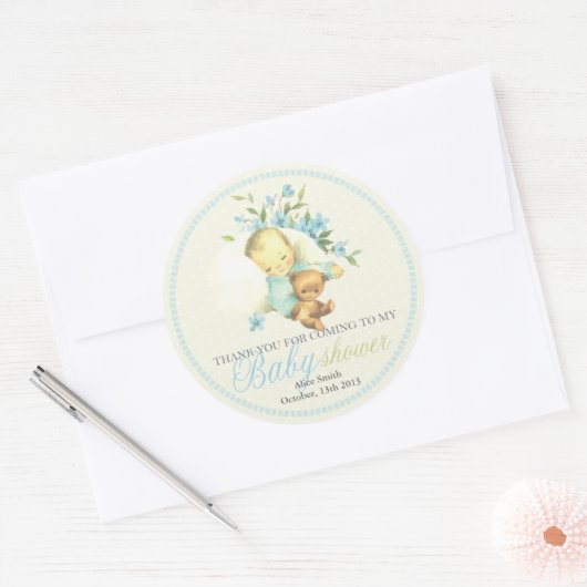 ヴィンテージの赤ちゃんシャワーのパーソナライズされた好意 ラウンドシール (封筒)