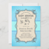 ヴィンテージの赤ちゃんシャワー招待 – おもちゃヘリコプター 招待状 (正面)