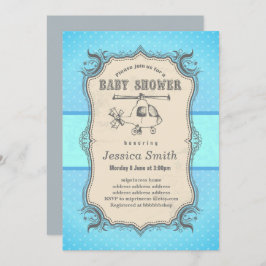 ヴィンテージの赤ちゃんシャワー招待 – おもちゃヘリコプター 招待状