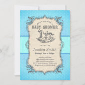 ヴィンテージの赤ちゃんシャワー招待 – ロッキングホース 招待状 (正面)