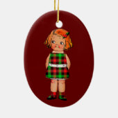 ヴィンテージの赤と緑のプラ市松模様にイド セラミックオーナメント (裏面)