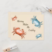 ヴィンテージの赤と青のカニを動かすと私はカニを作る カード (正面/裏面インサイチュ)