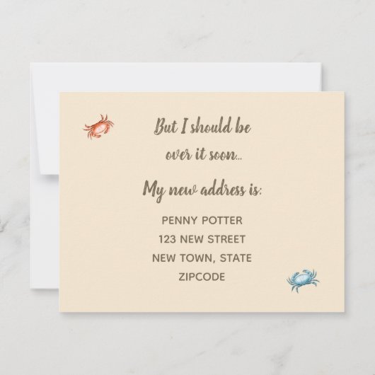 ヴィンテージの赤と青のカニを動かすと私はカニを作る カード (裏面)