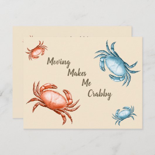 ヴィンテージの赤と青のカニを動かすと私はカニを作る カード (正面/裏面)