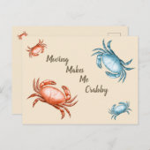 ヴィンテージの赤と青のカニを動かすと私はカニを作る ポストカード (正面/裏面)