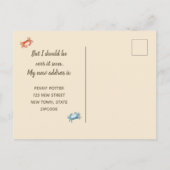 ヴィンテージの赤と青のカニを動かすと私はカニを作る ポストカード (裏面)