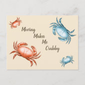 ヴィンテージの赤と青のカニを動かすと私はカニを作る ポストカード (正面)