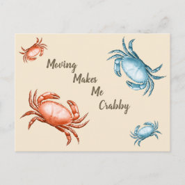 ヴィンテージの赤と青のカニを動かすと私はカニを作る ポストカード