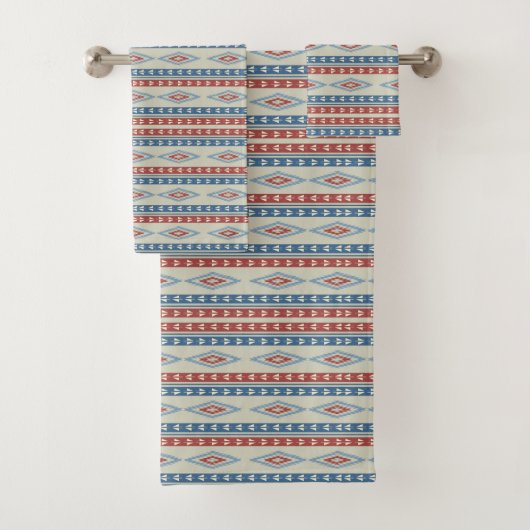 ヴィンテージの赤と青の部族矢印 バスタオルセット (インサイチュ)