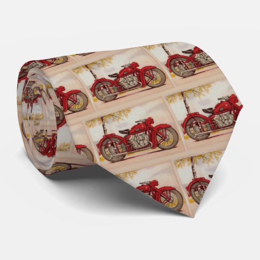 ヴィンテージの赤のオートバイ ネクタイ (ロール)