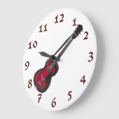 ヴィンテージの赤のギターを揺する時間 ラージ壁時計 (傾斜)