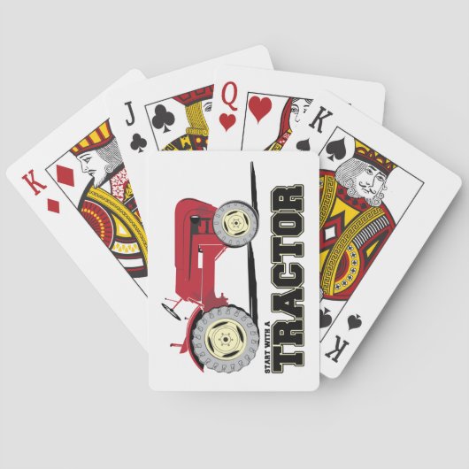 ヴィンテージの赤のトラクター トランプ (裏面)