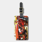 ヴィンテージの赤のトラクター ラゲッジタグ (正面縦)