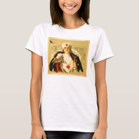 ヴィンテージの赤十字のナース-ワイシャツ Tシャツ (正面)