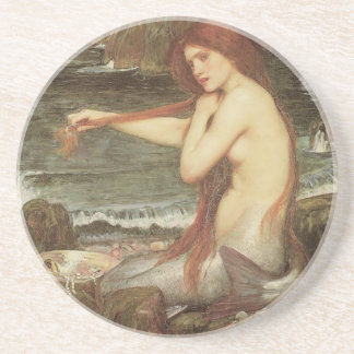 ヴィンテージの赤毛の人魚のポートレート コースター
