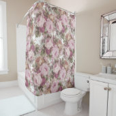 ヴィンテージの赤面のピンクのバーガンディのバラの花の絵画 シャワーカーテン (インサイチュ)