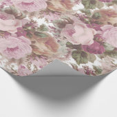 ヴィンテージの赤面のピンクのバーガンディのバラの花の絵画 ラッピングペーパー (角)