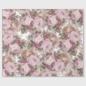 ヴィンテージの赤面のピンクのバーガンディのバラの花の絵画 ラッピングペーパー (フラット)