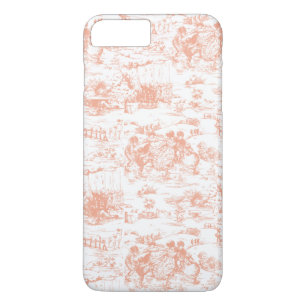 ヴィンテージの赤面のピンクのフランス語Toile iPhone 8 Plus/7 Plusケース