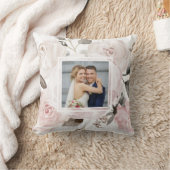 ヴィンテージの赤面のピンクの水彩画のバラ|の2写真 クッション (ブランケット)