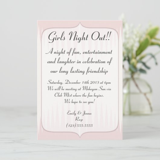 ヴィンテージの赤面のピンクは女の子夜を打ちつけます 招待状 (スタンド正面)