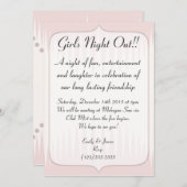 ヴィンテージの赤面のピンクは女の子夜を打ちつけます 招待状 (正面/裏面)