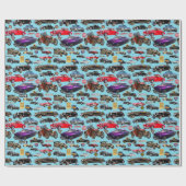 ヴィンテージの車およびシンボルや象徴 ラッピングペーパー (フラット)