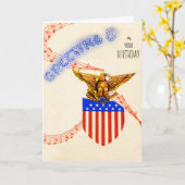 ヴィンテージの軍のバースデー・カード カード (黄色い花)