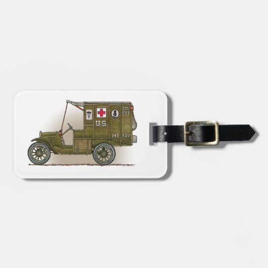 ヴィンテージの軍の救急車の荷物のラベル ラゲッジタグ (正面横)