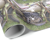 ヴィンテージの軍隊のオートバイ ラッピングペーパー (ロールコーナー)