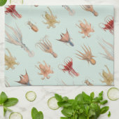 ヴィンテージの軟体動物(青い) キッチンタオル (折り畳み)