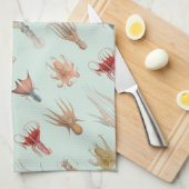 ヴィンテージの軟体動物(青い) キッチンタオル (四つ折り)